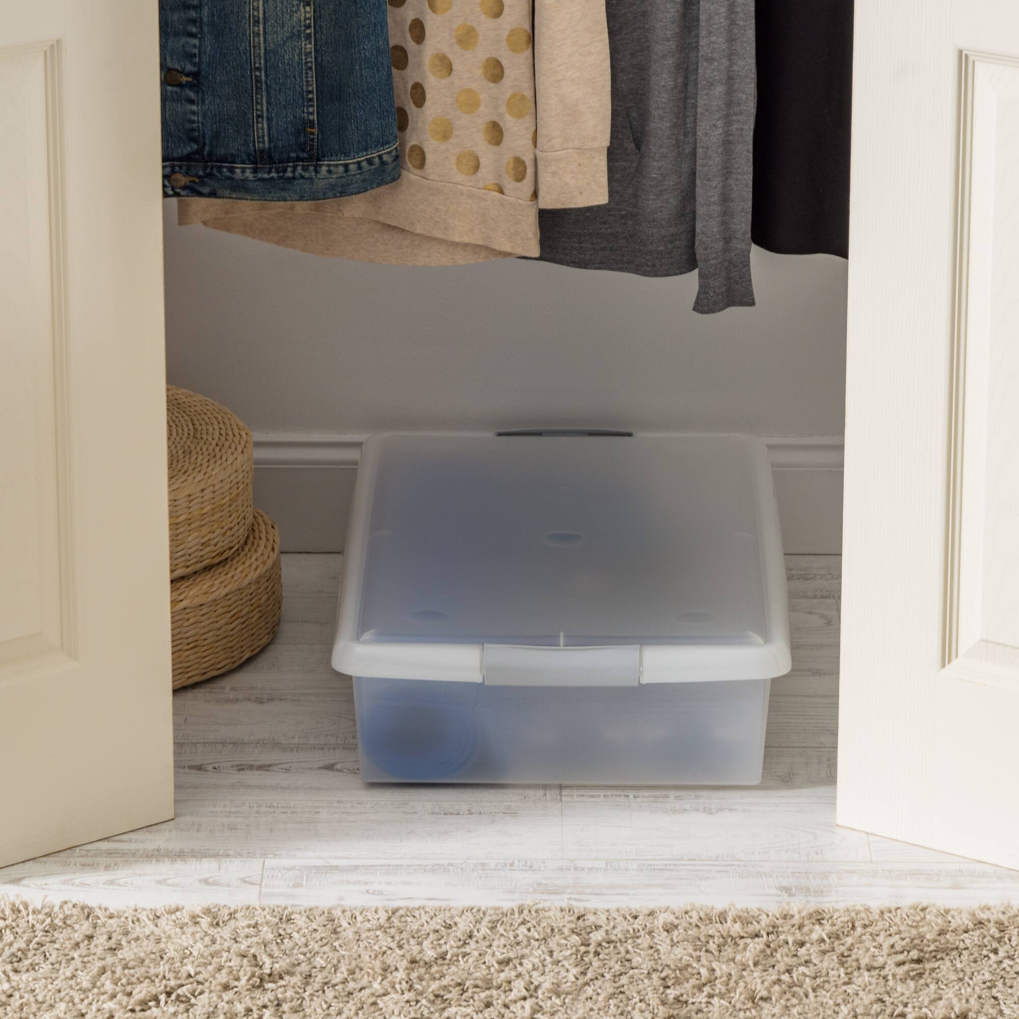 IRIS® 40qt. Clear Store & Slide Box with Lid & Gunsmoke Gray Latches